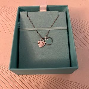 🩵TIFFANYS BLUE DOUBLE HEART TAG PENDANT🩵